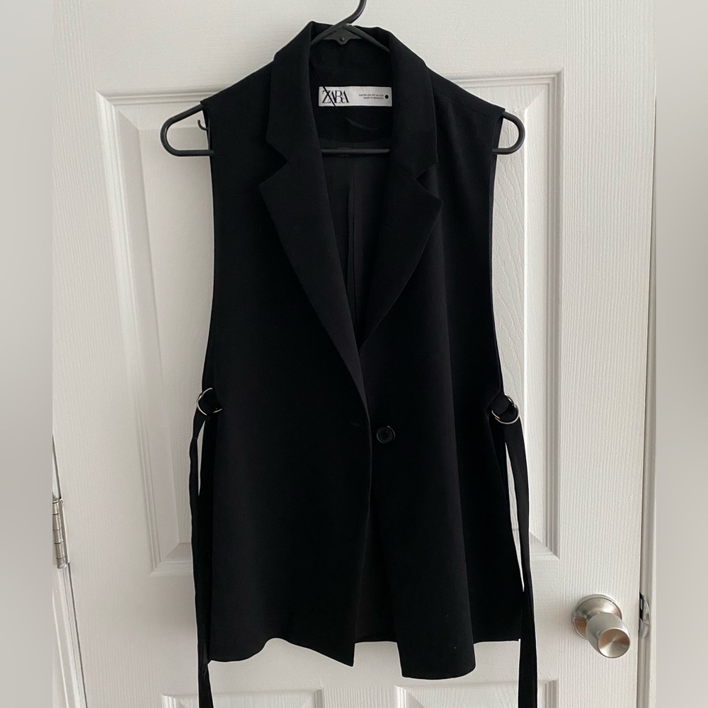 Zara longline black vest